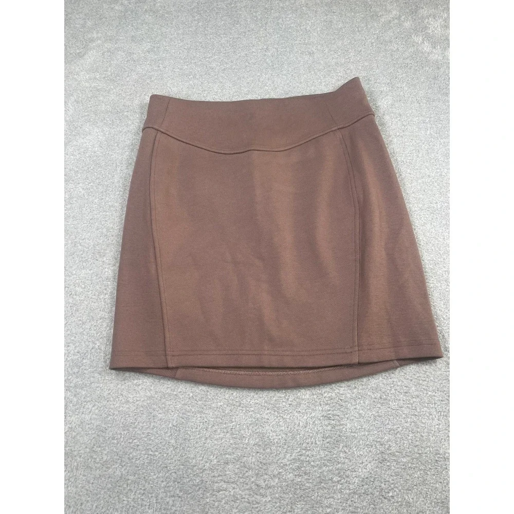 Lululemon Scuba High Rise Mini Skirt Java Brown Cotton Fleece Ribbed Size Small